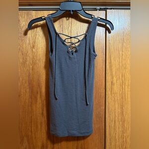 Aerie Charcoal Lace-Up Tank Top